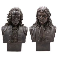 Pair of French Louis XV Metal Noblemen Busts