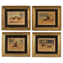 English Victorian Cock Fight Lithograph