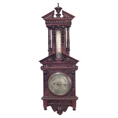 English Victorian Walnut Wall Barometer
