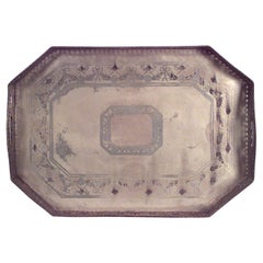 English Georgian Style Silver Plate Serving Tray