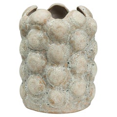 Gary DiPasquale Off-White Textured Ceramic Vase, Raised Lobed Design