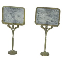 Pair of English Regency Bronze Reflector Candlesticks