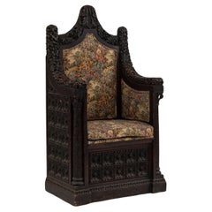 Italian Renaissance Walnut Tapestry Throne Chair