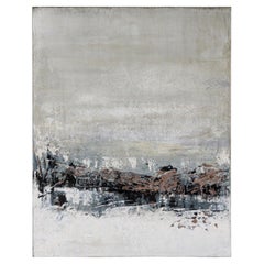 Untitled Abstract Oil on Canvas Painting, Snowy Landscape, 60x48 in