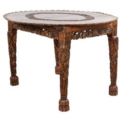 Asian Burmese Style Walnut Dining Table