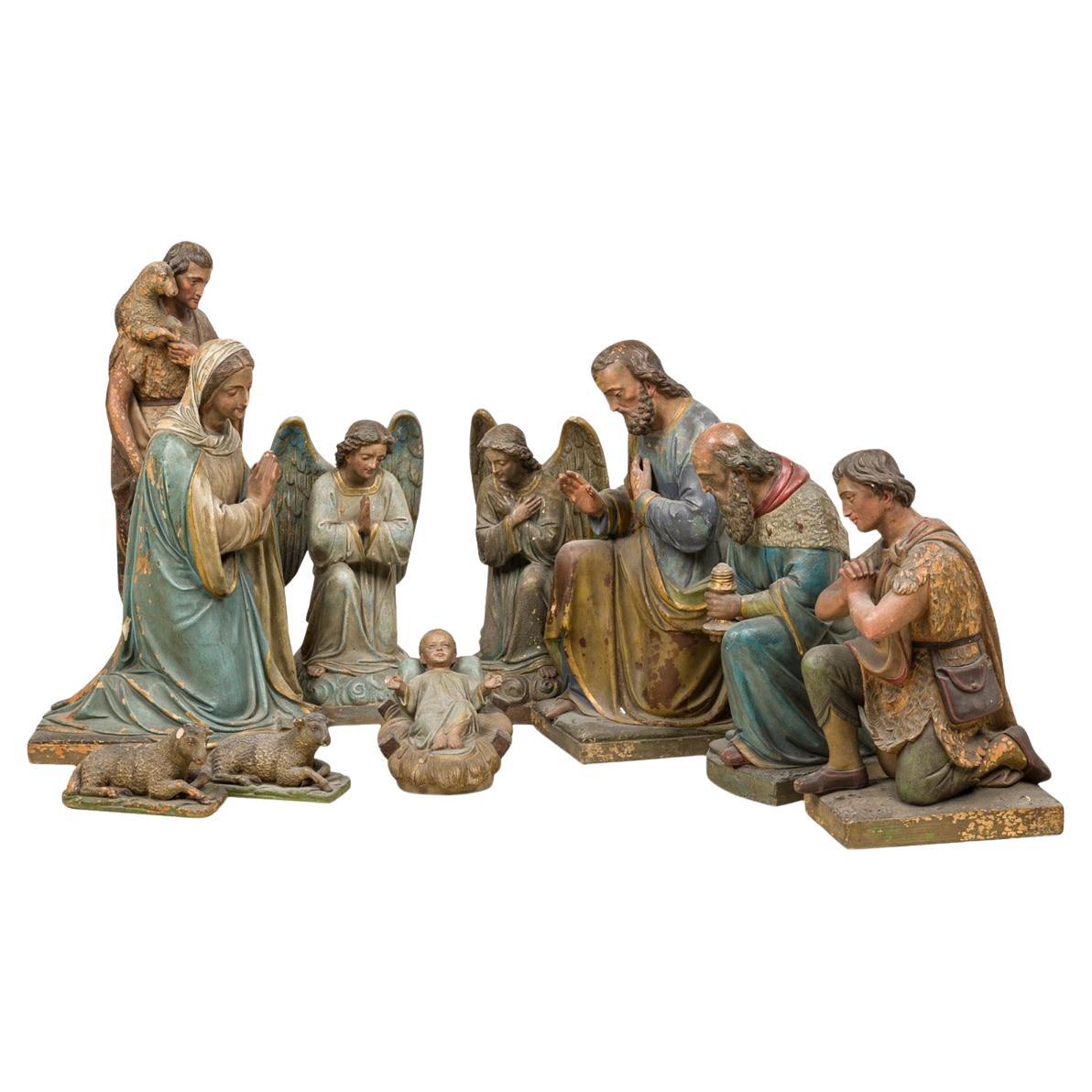 Nativité en terre cuite 10 pièces Renaissance italienne