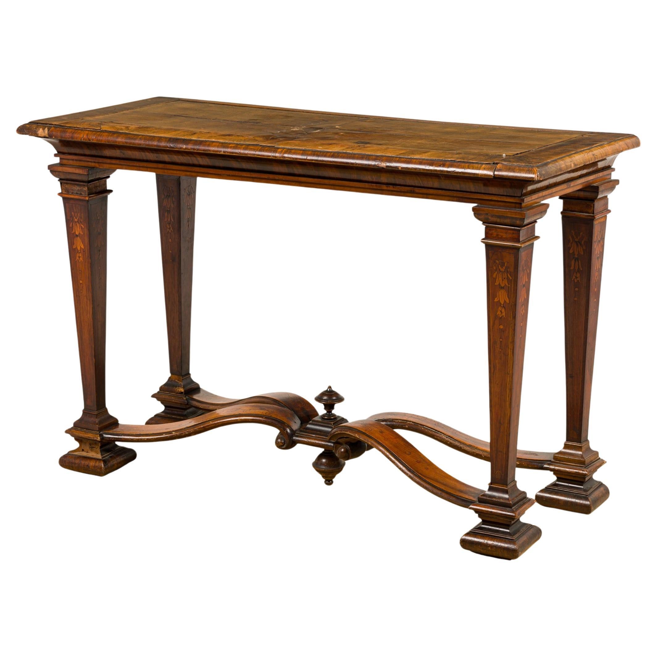 17th Century English Renaissance Console Table with Inlaid Legs For Sale