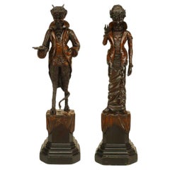 Pair of Renaissance Walnut Devil Figures