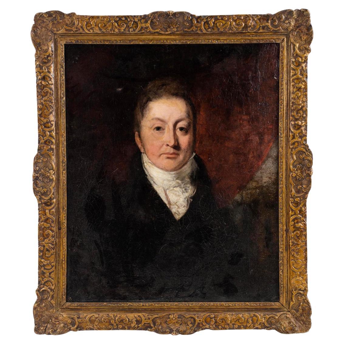 English Georgian Male Portrait, Gilt Framed Oil Painting, 18th Century