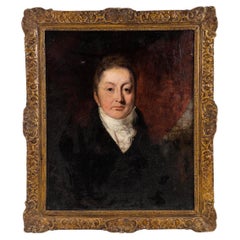 English Georgian Male Portrait, Gilt Framed Oil Painting, 18th Century