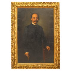 American Victorian Man in Black Suit Portrait