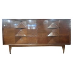 Comò American Mid-Century a 6 cassetti con fronte a diamante