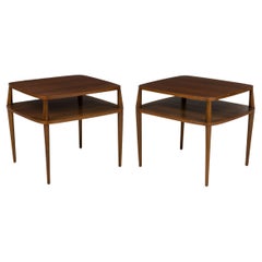 Pair of M. SInger and Sons American Mid-Century Teak Two-Tier Side Tables