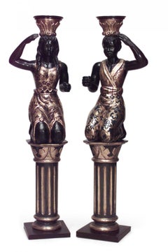 Coppia di figure veneziane italiane policrome