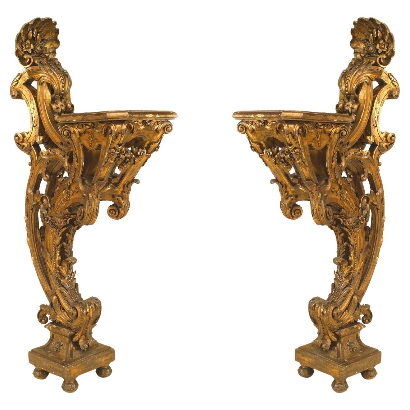Paire de piédestaux rococo en vermeil de style Louis XV en vente