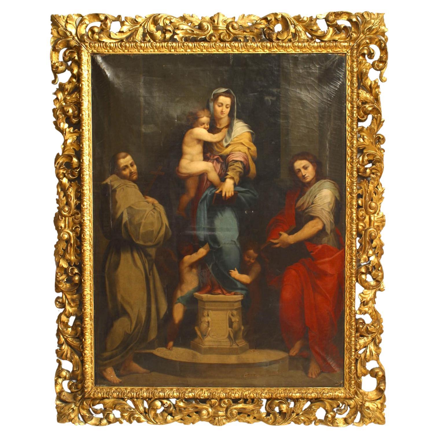 Renaissance Gilt Framed "Madonna of the Harpies" Painting