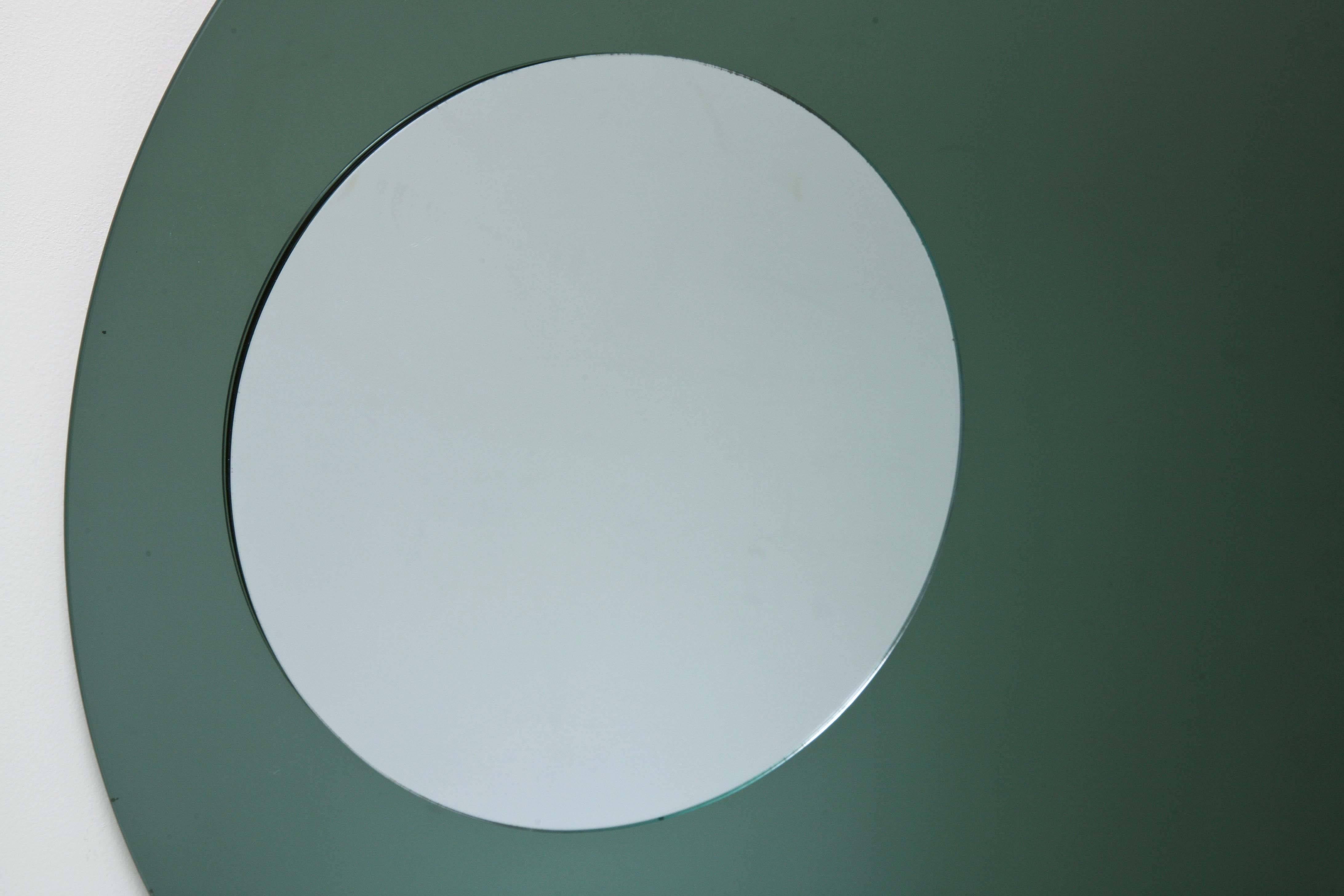 Contemporary Pair of Modernism Mirrors Round and Rectangular Shape 3D Effect For Sale
