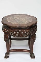 19th Century Chinese Pedestal in Marble and Tropical Wood