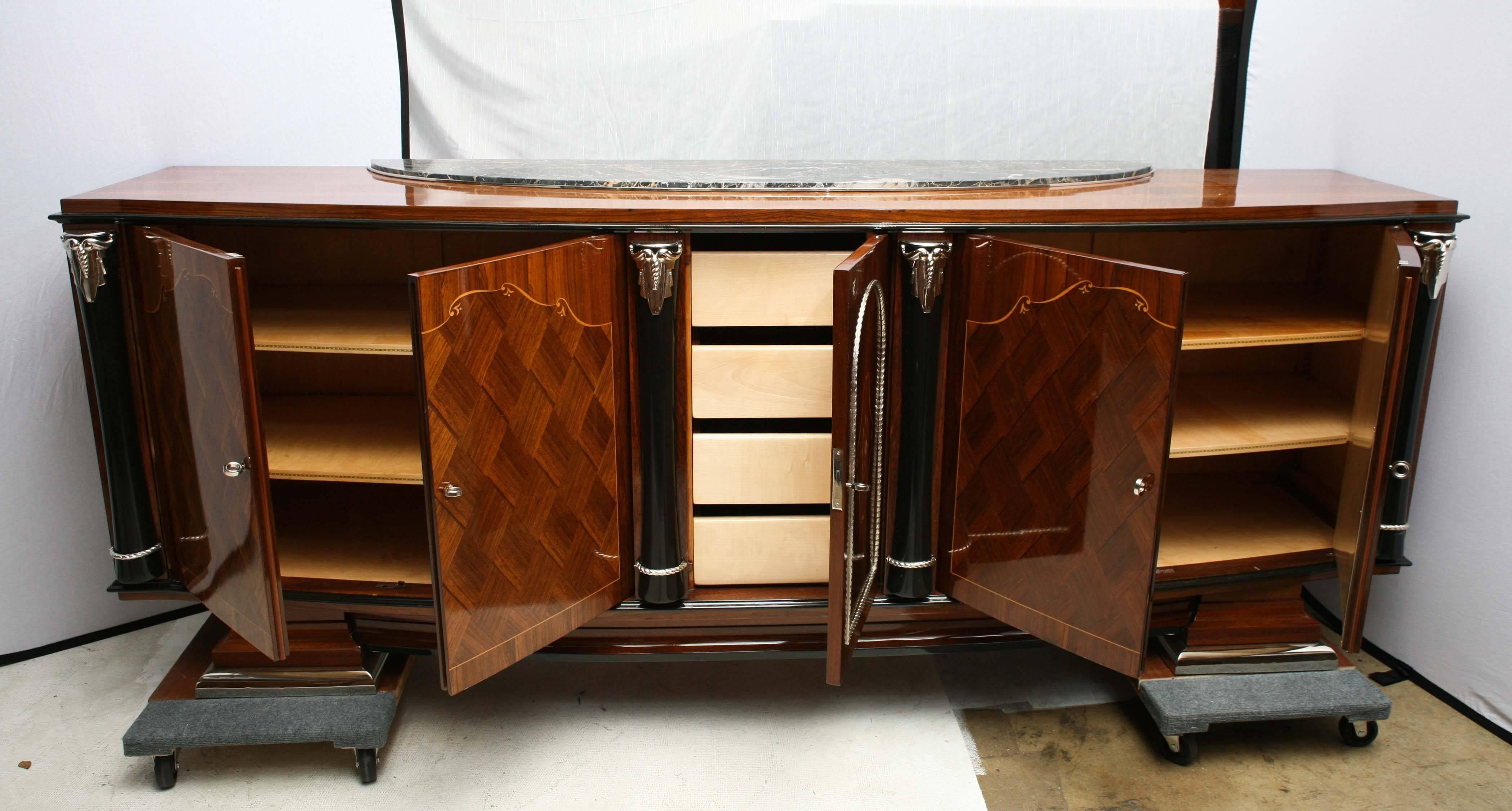 French Art Deco Rosewood Side Board in the Style of Jules Leleu 2