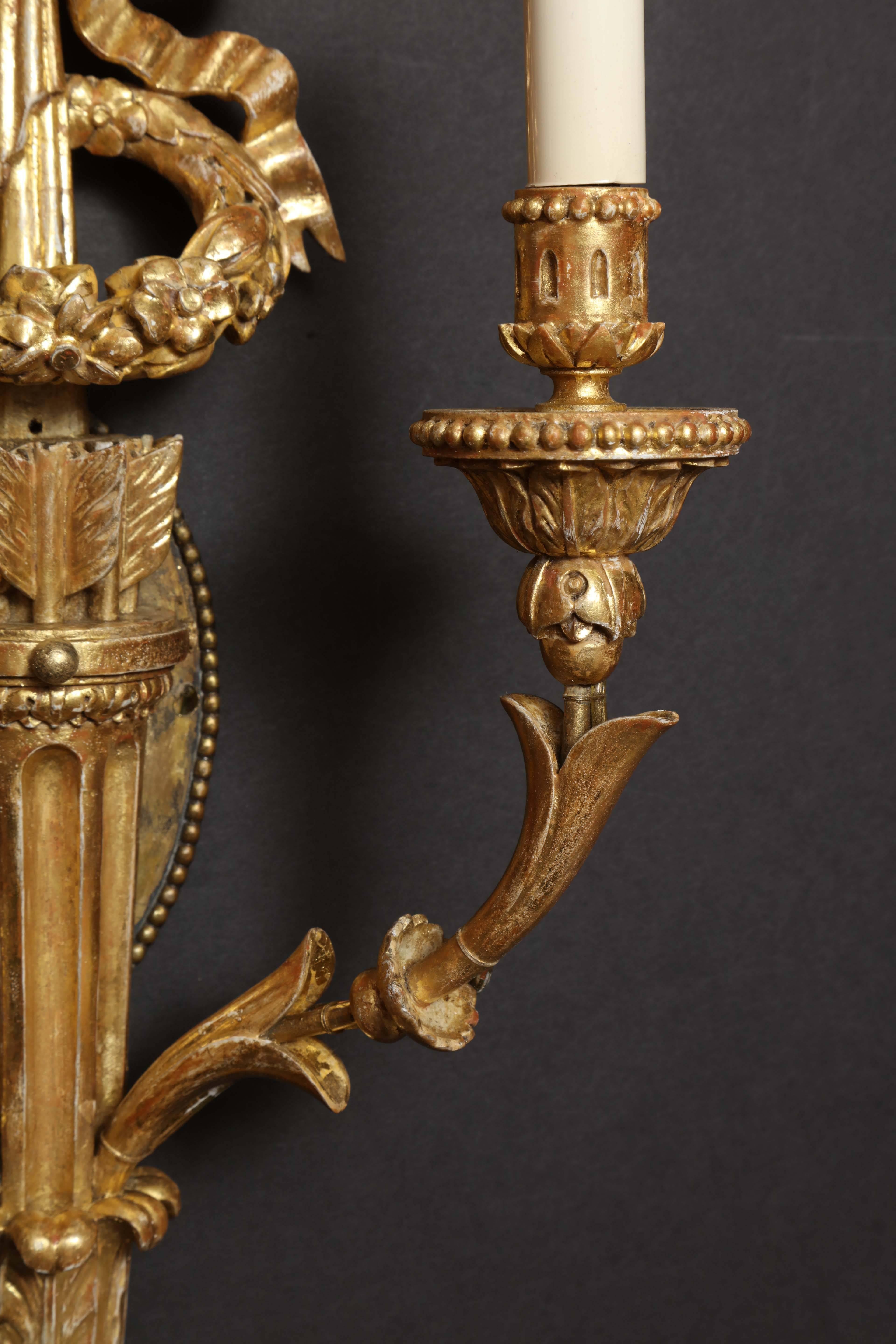 19th Century Fine Carved Giltwood Sconces For Sale