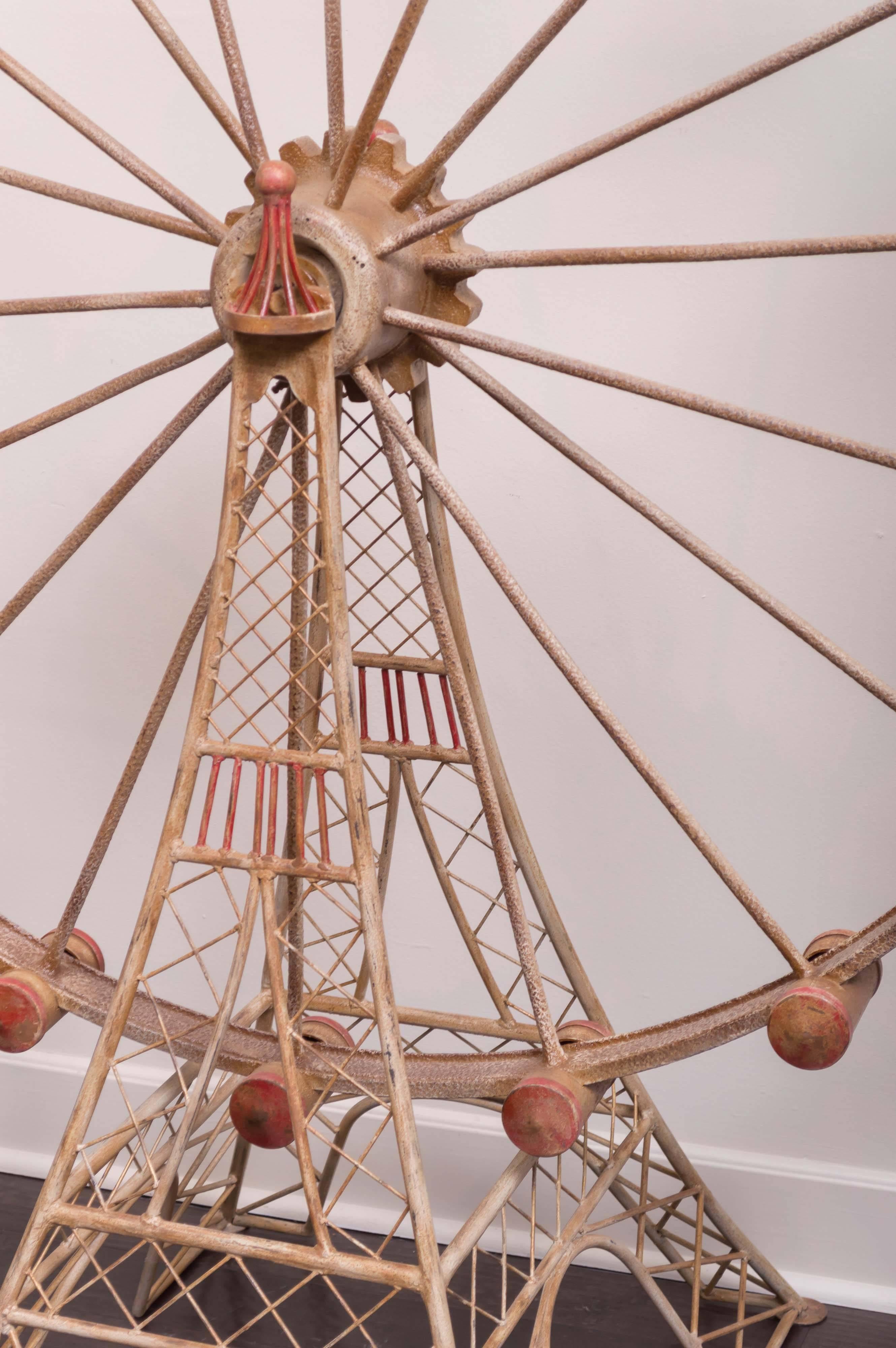 Large-Scale Painted Metal Ferris Wheel Model, French, circa 1920 In Good Condition In San Francisco, CA