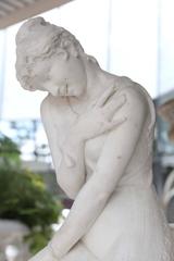 Antique Italian Marble Statue of a Victorian Bathing Beauty, Emilio P. Fiaschi