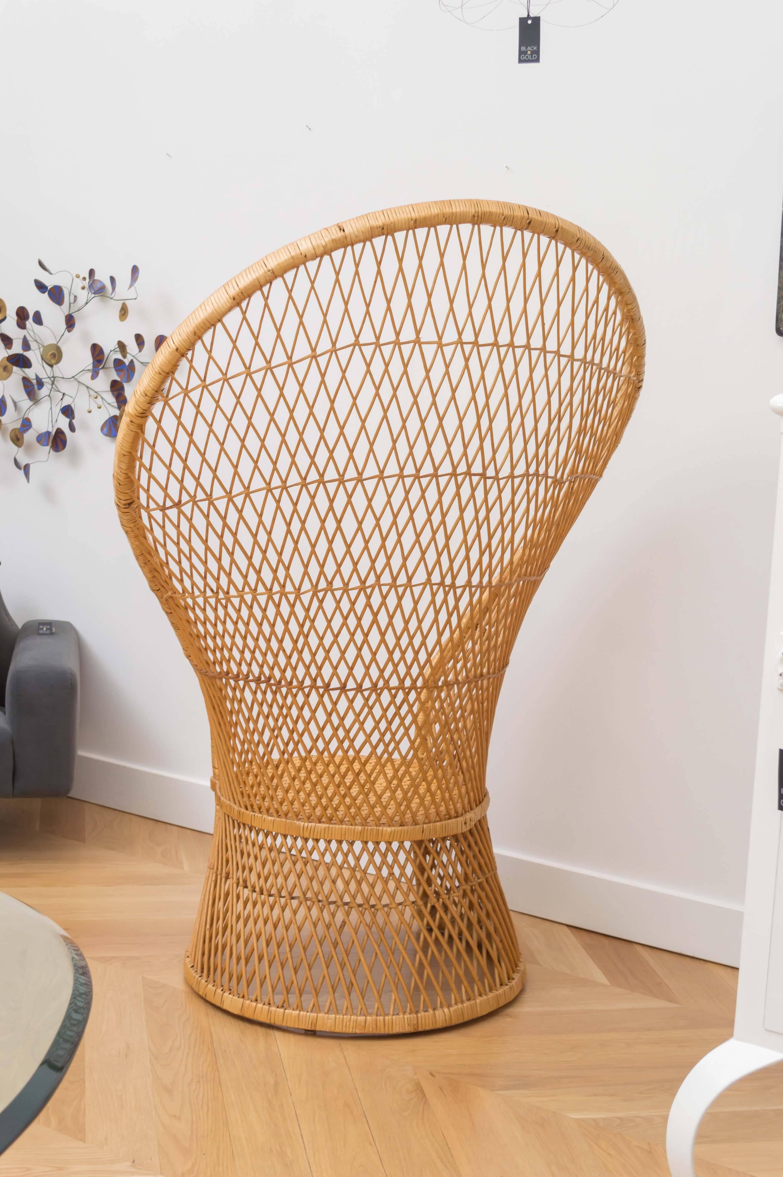 Late 20th Century Beautiful Rattan Chair