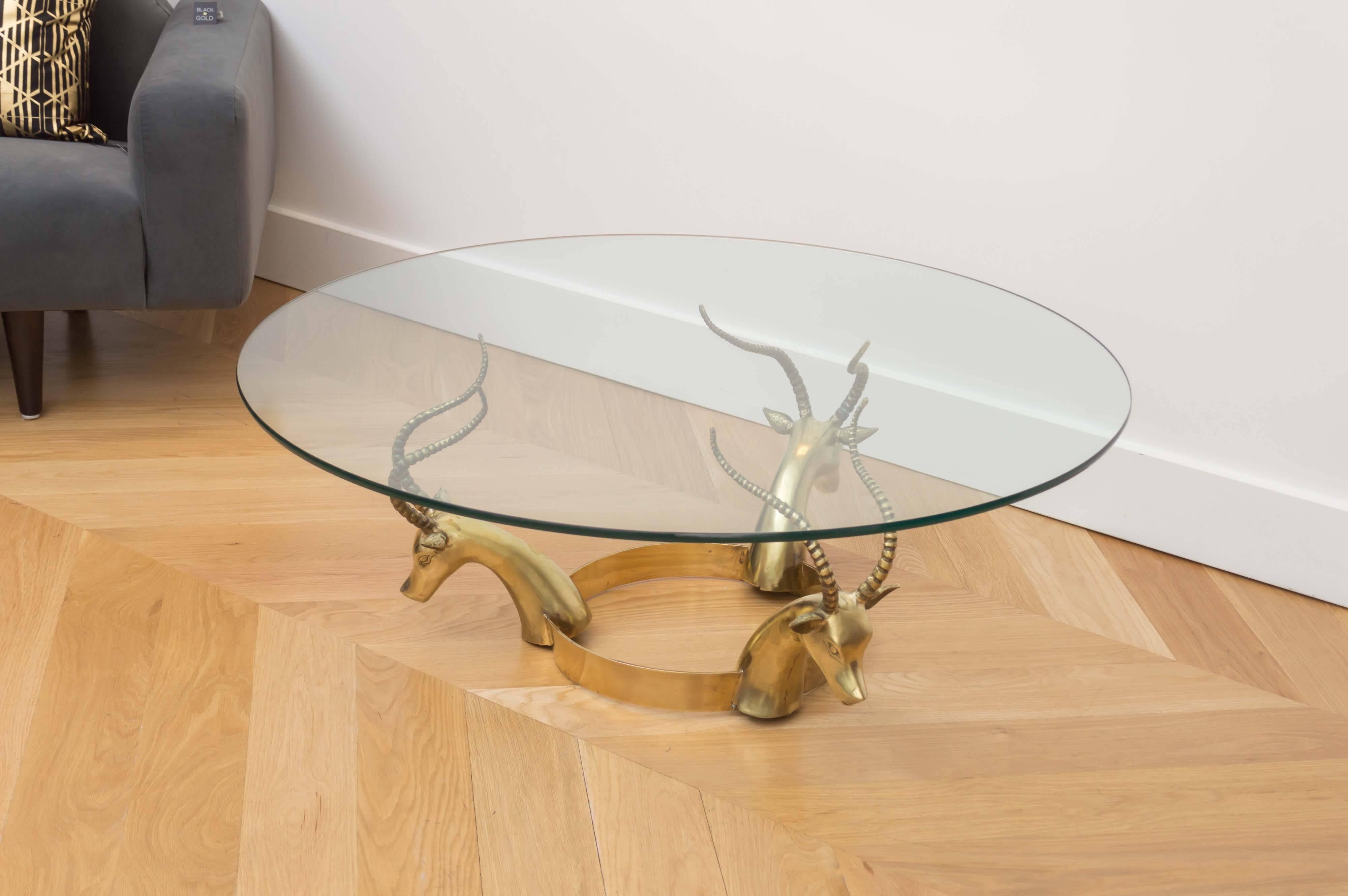 American Brass Gazelle Cocktail Table For Sale