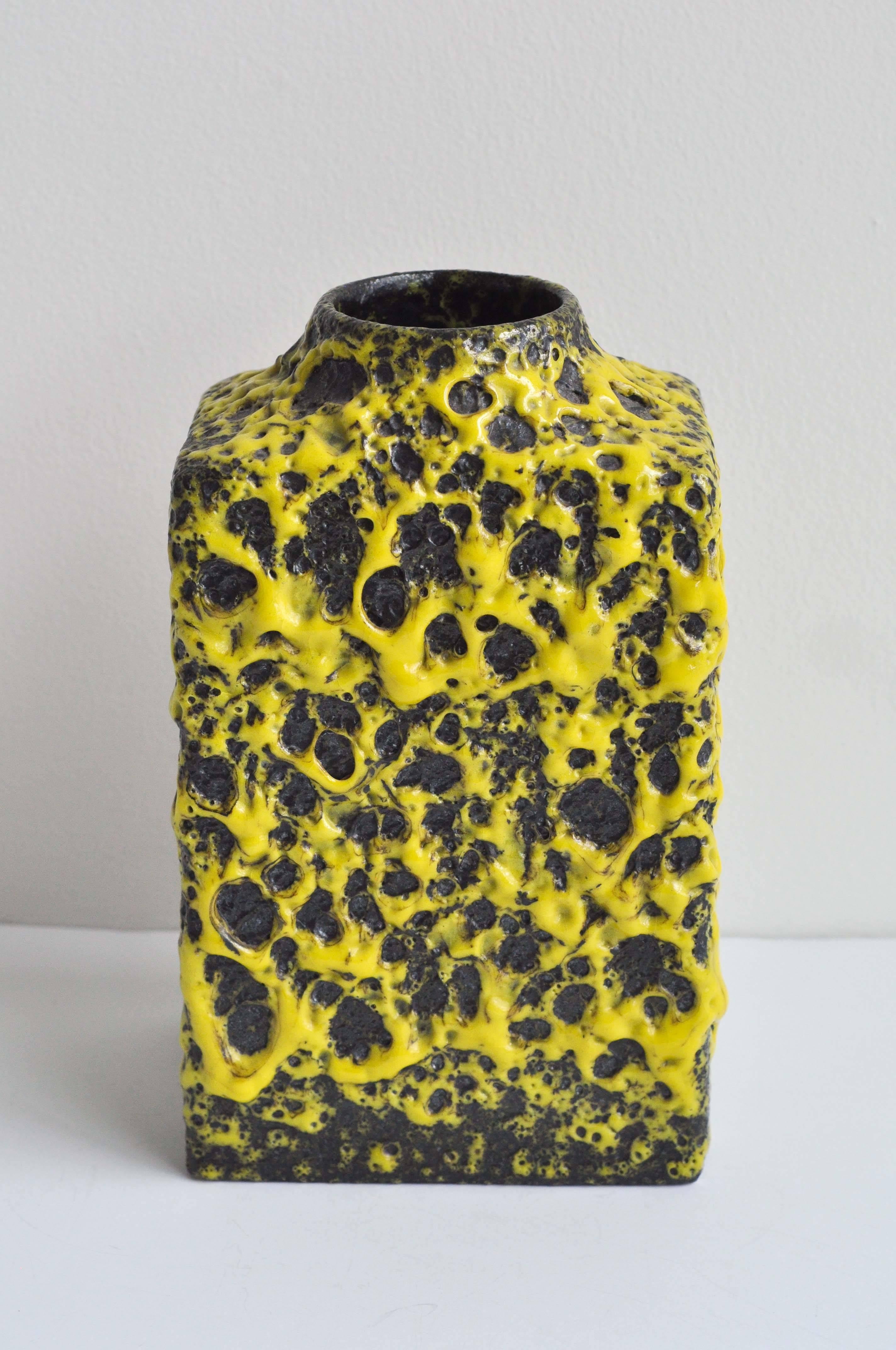 Bright Yellow ES Keramik Fat Lava Vase, 1970s In Good Condition For Sale In Winnetka, IL
