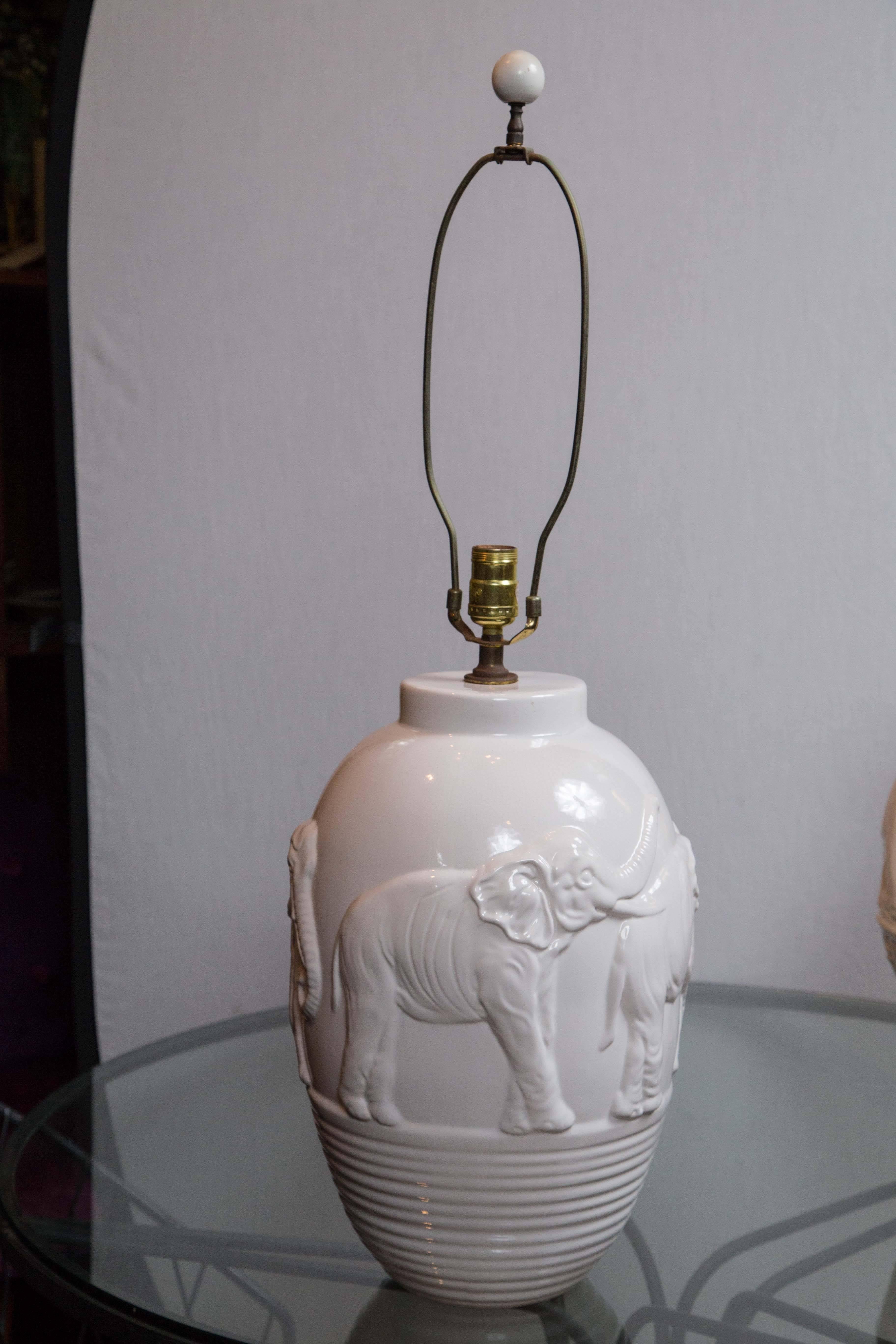 vintage ceramic elephant lamp