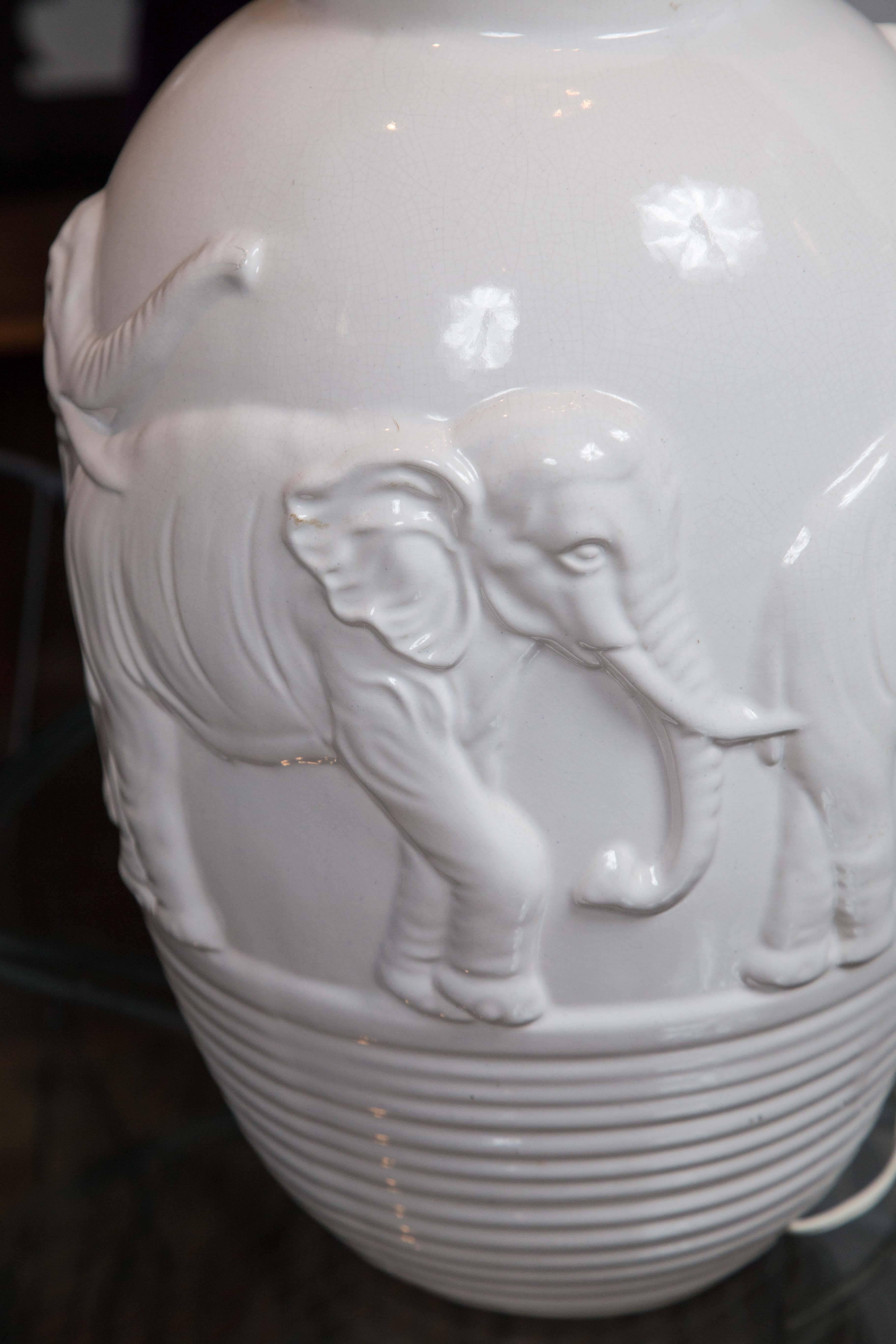 Late 20th Century Ceramic Elephant Lamp