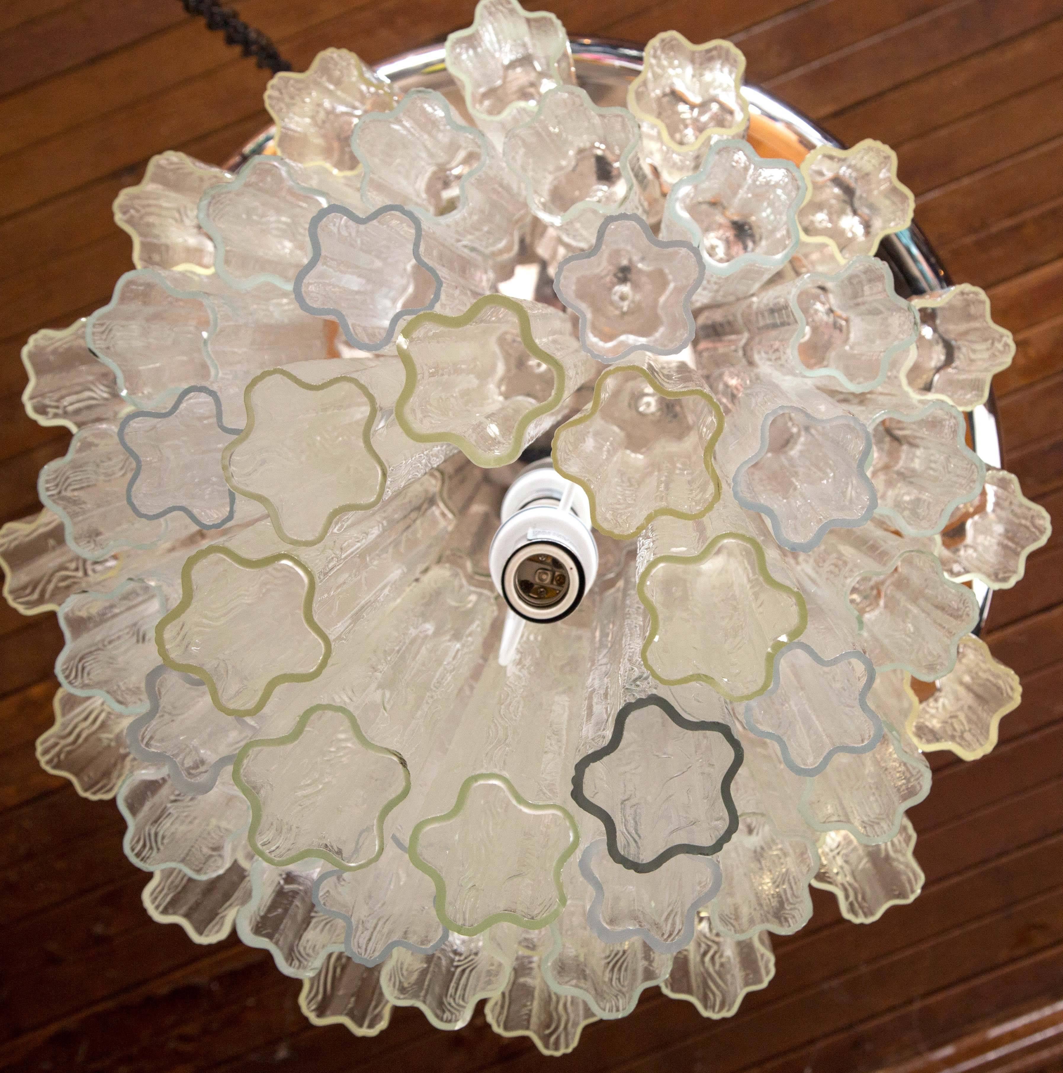 Mid-20th Century Italian Tronchi Chandelier with Chrome Disk For Sale