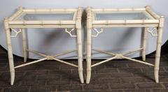 Ficks Reed Faux Bamboo Side Tables, Hollywood Regency, 1970s Pair