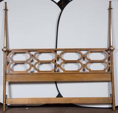 Hollywood Regency Headboard, Wood, Brass Finials, United States, 1960s