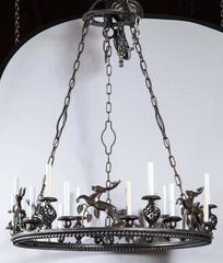 Large Custom-Made Leaping Stag Chandelier