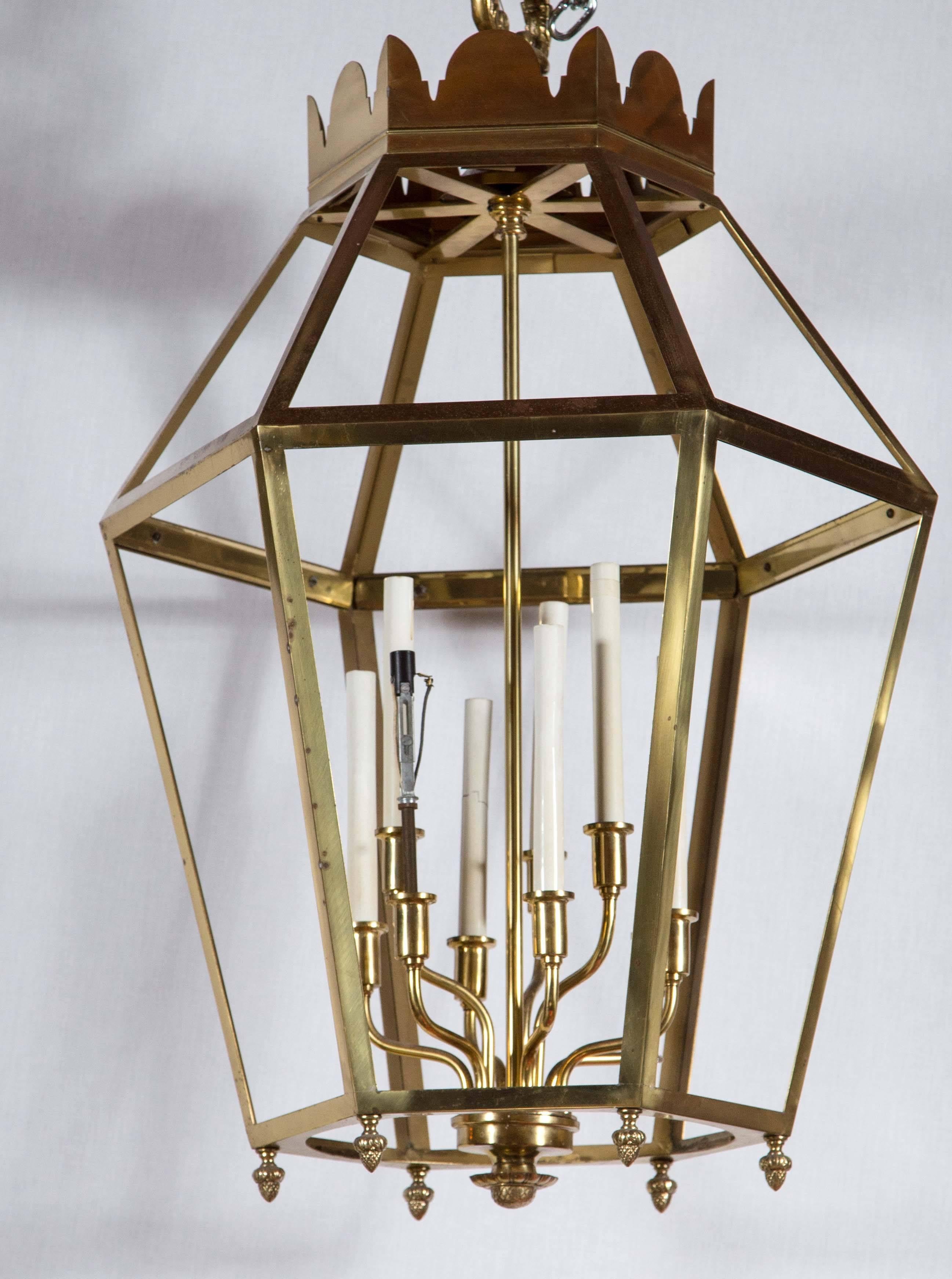 Large striking brass lantern.  Nine lights.