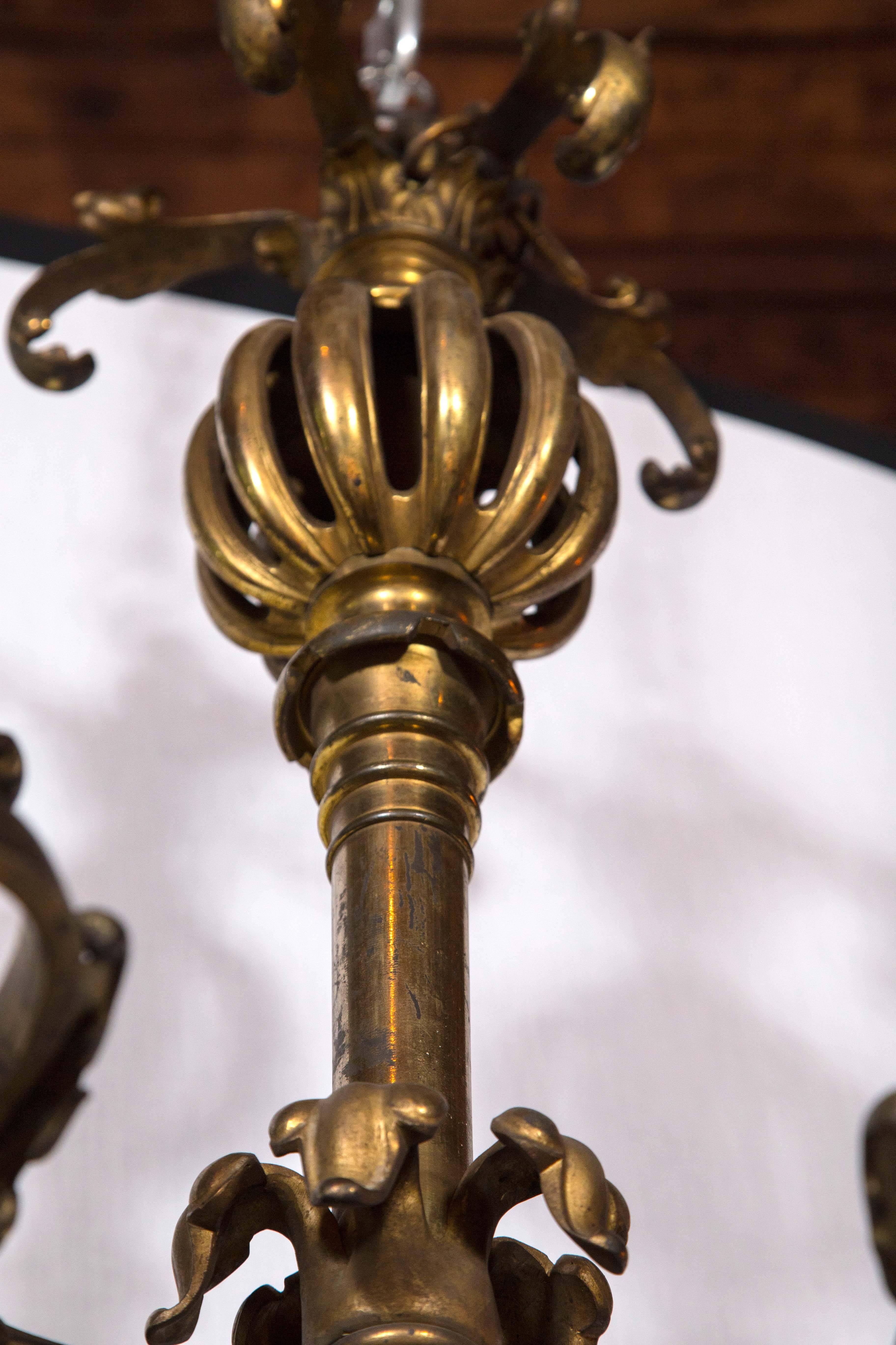 Moorish 19th Century Moroccan Style Brass Chandelier For Sale