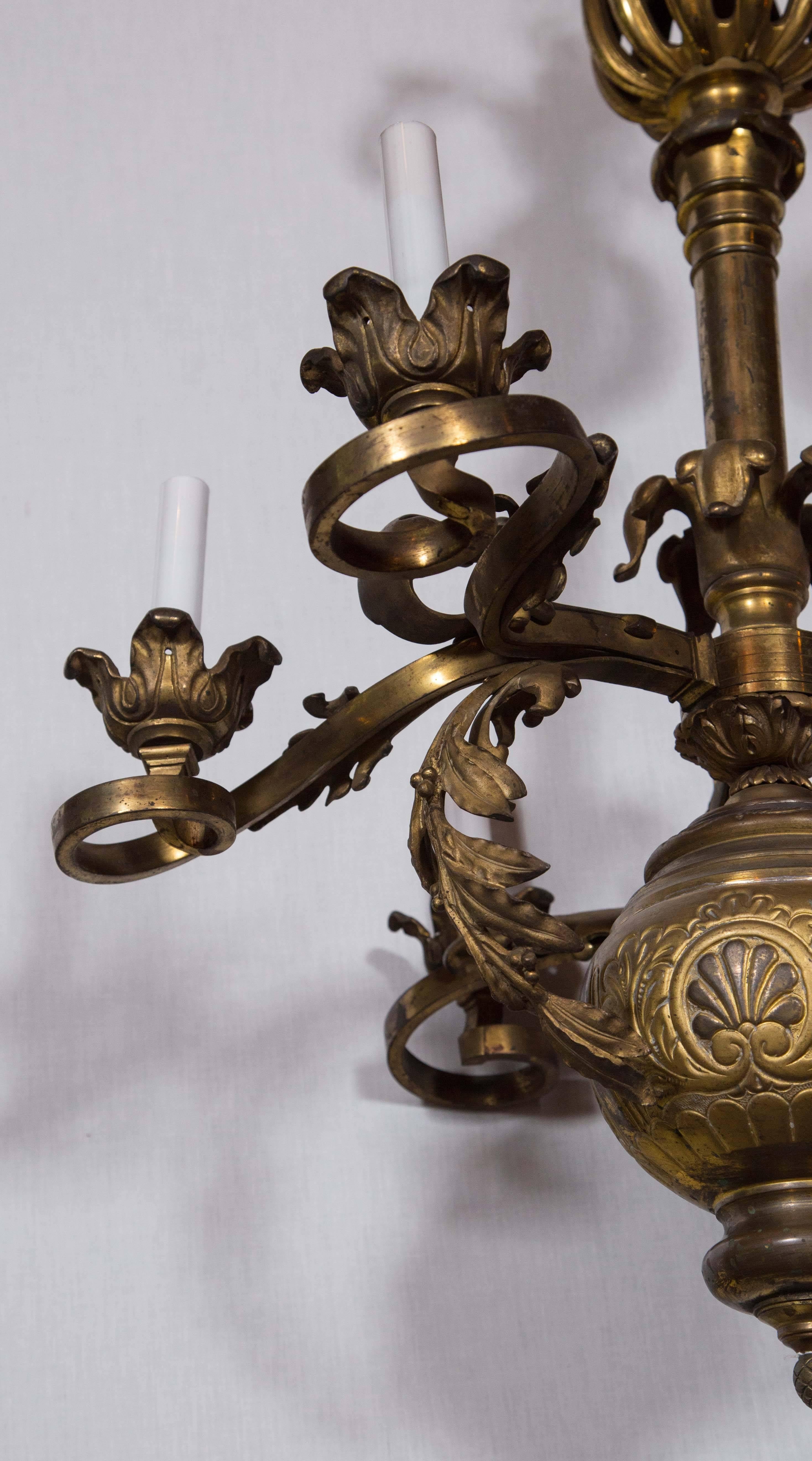 19th Century Moroccan Style Brass Chandelier In Excellent Condition For Sale In Stamford, CT