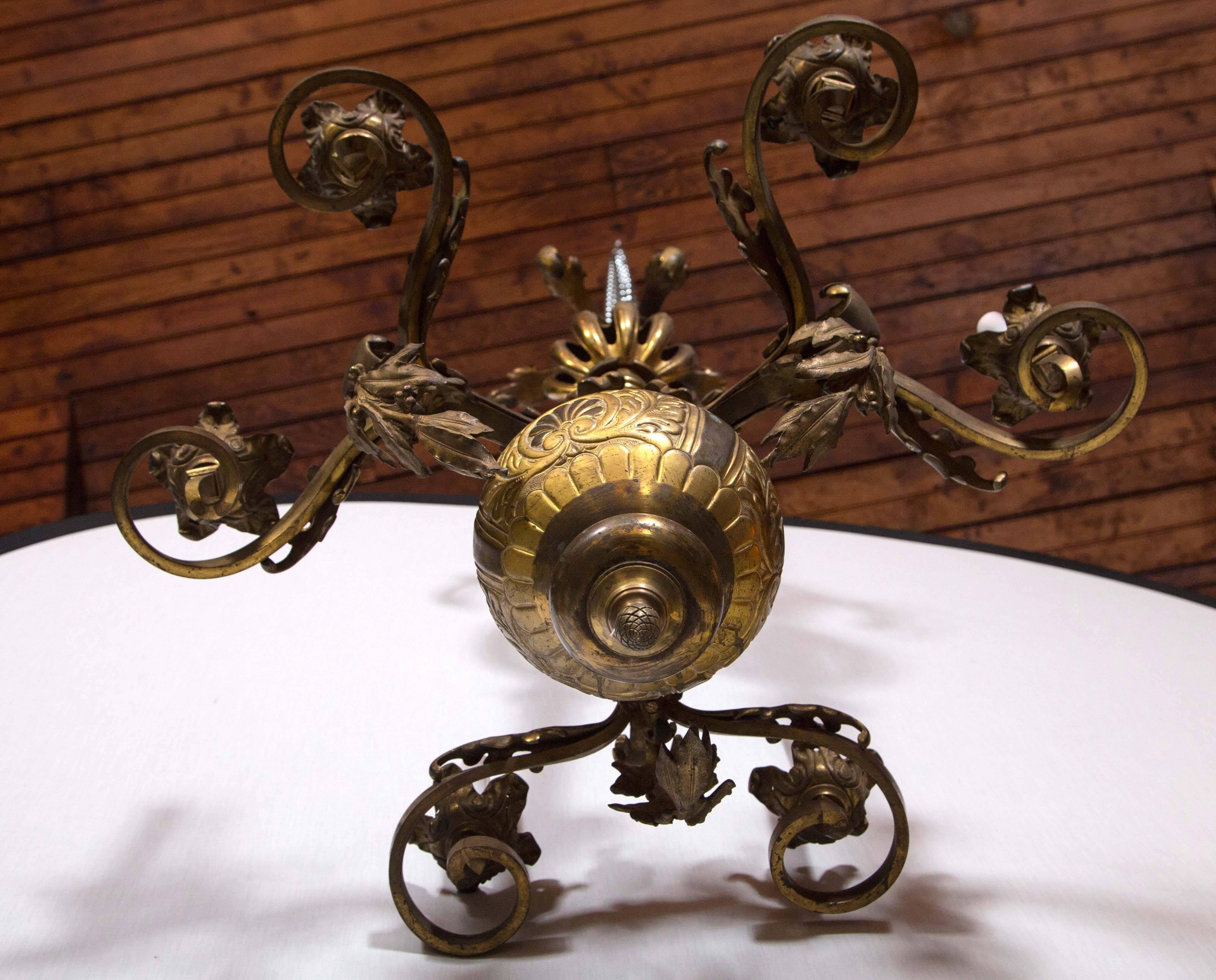 Late 19th Century 19th Century Moroccan Style Brass Chandelier For Sale