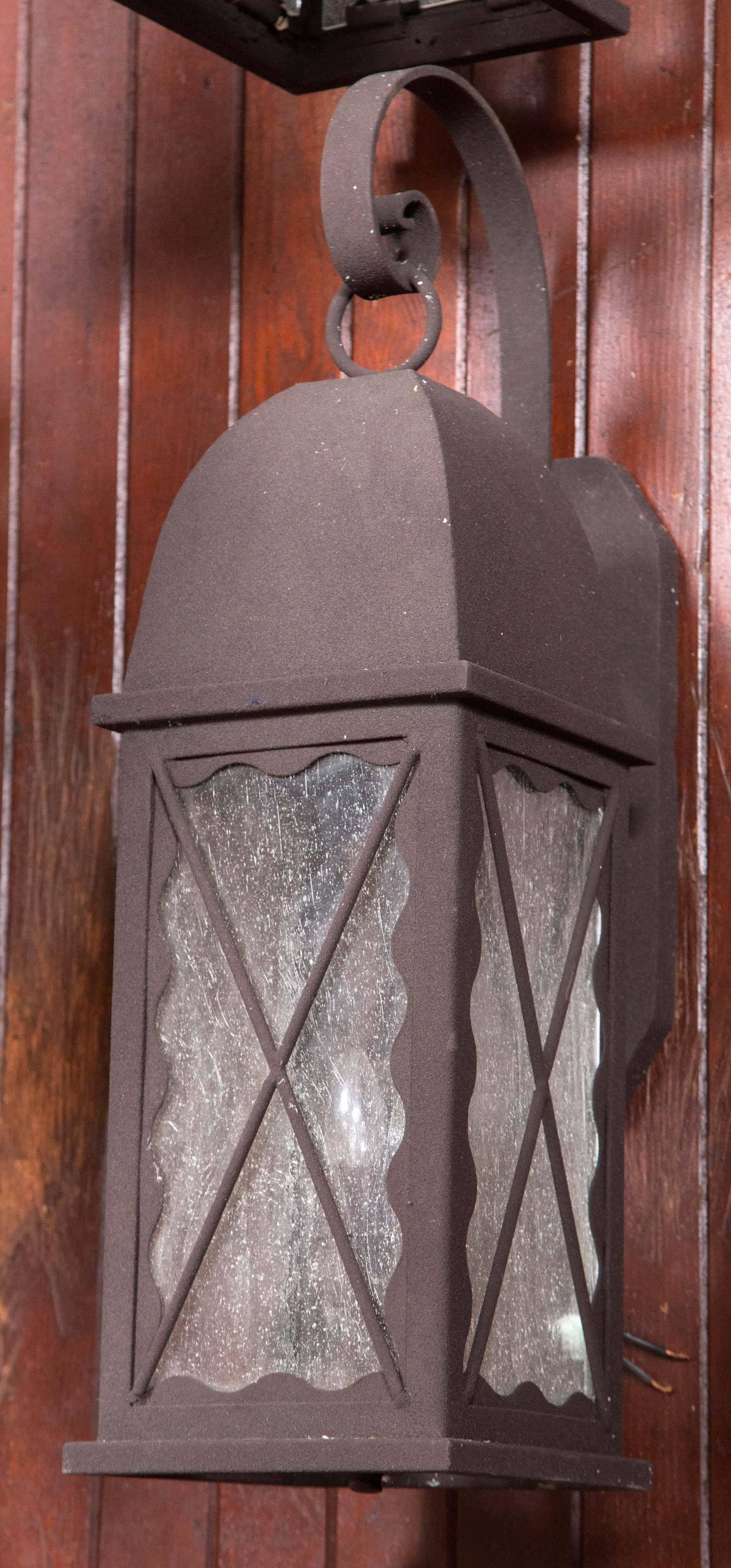 Pair of Iron Exterior Lantern Sconces 1