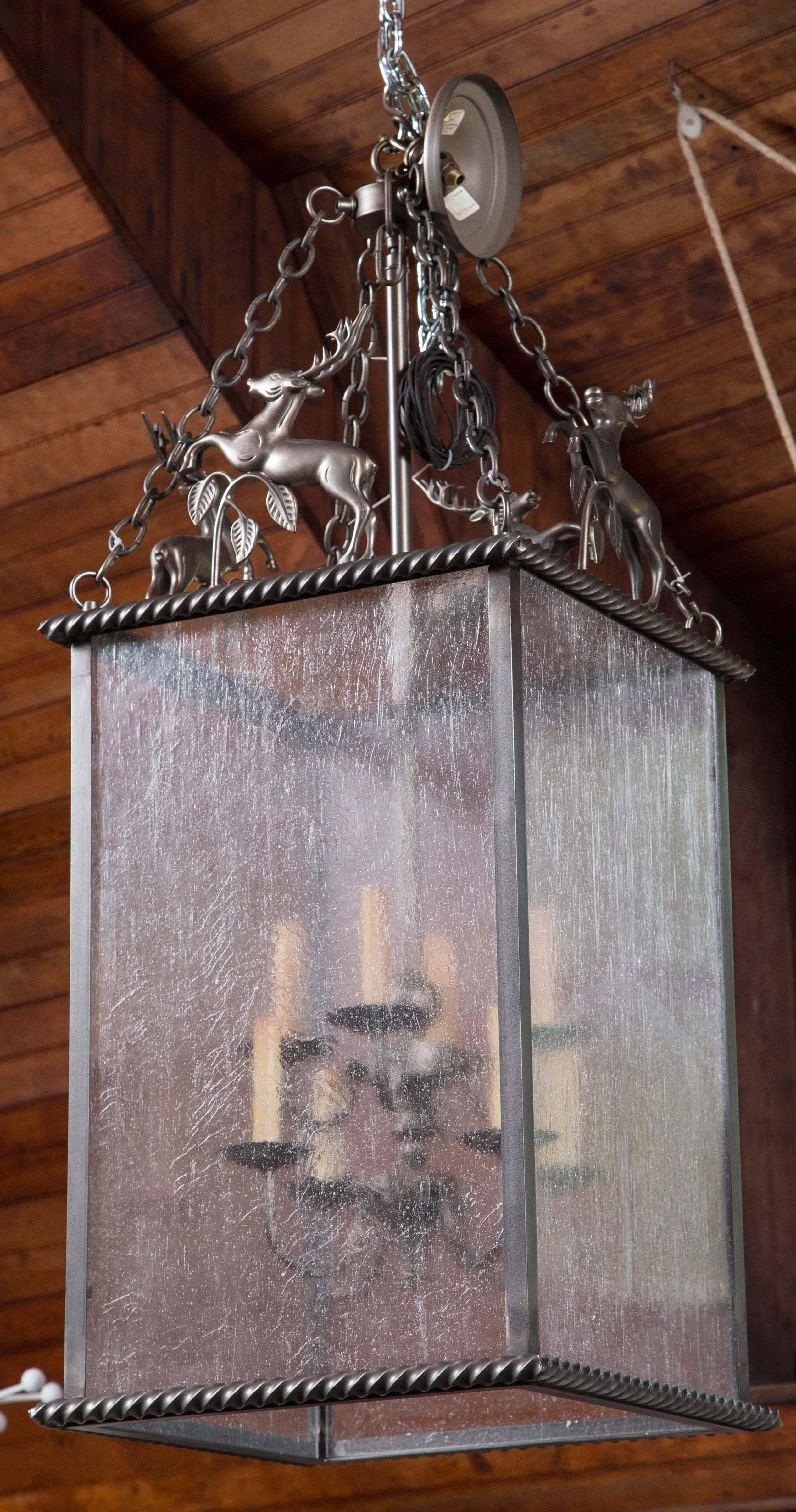 Adirondack Custom-Made Leaping Stag Lantern For Sale