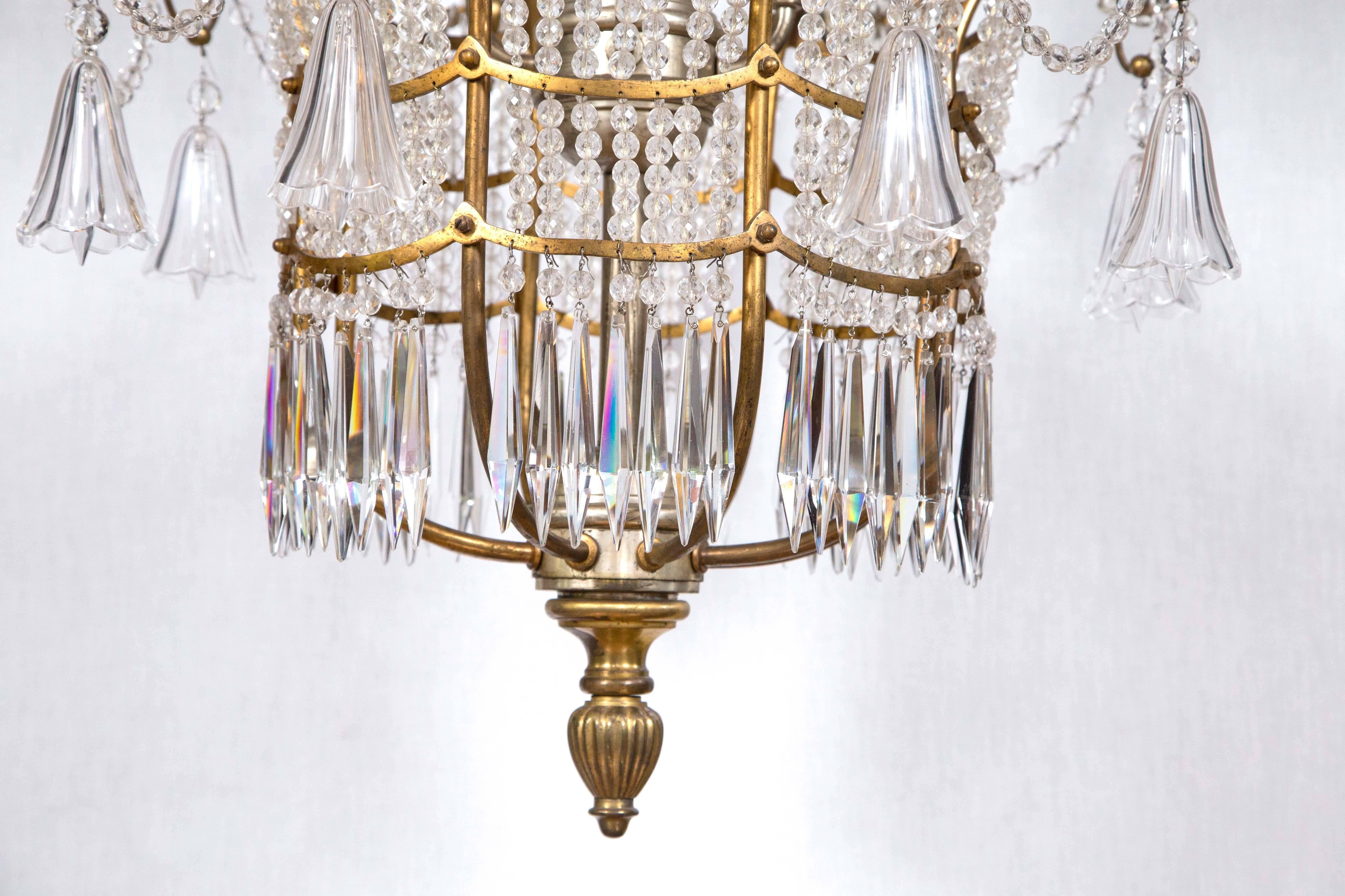 Large 19th century bronze and crystal pagoda style chandelier. Original price was $35,000.