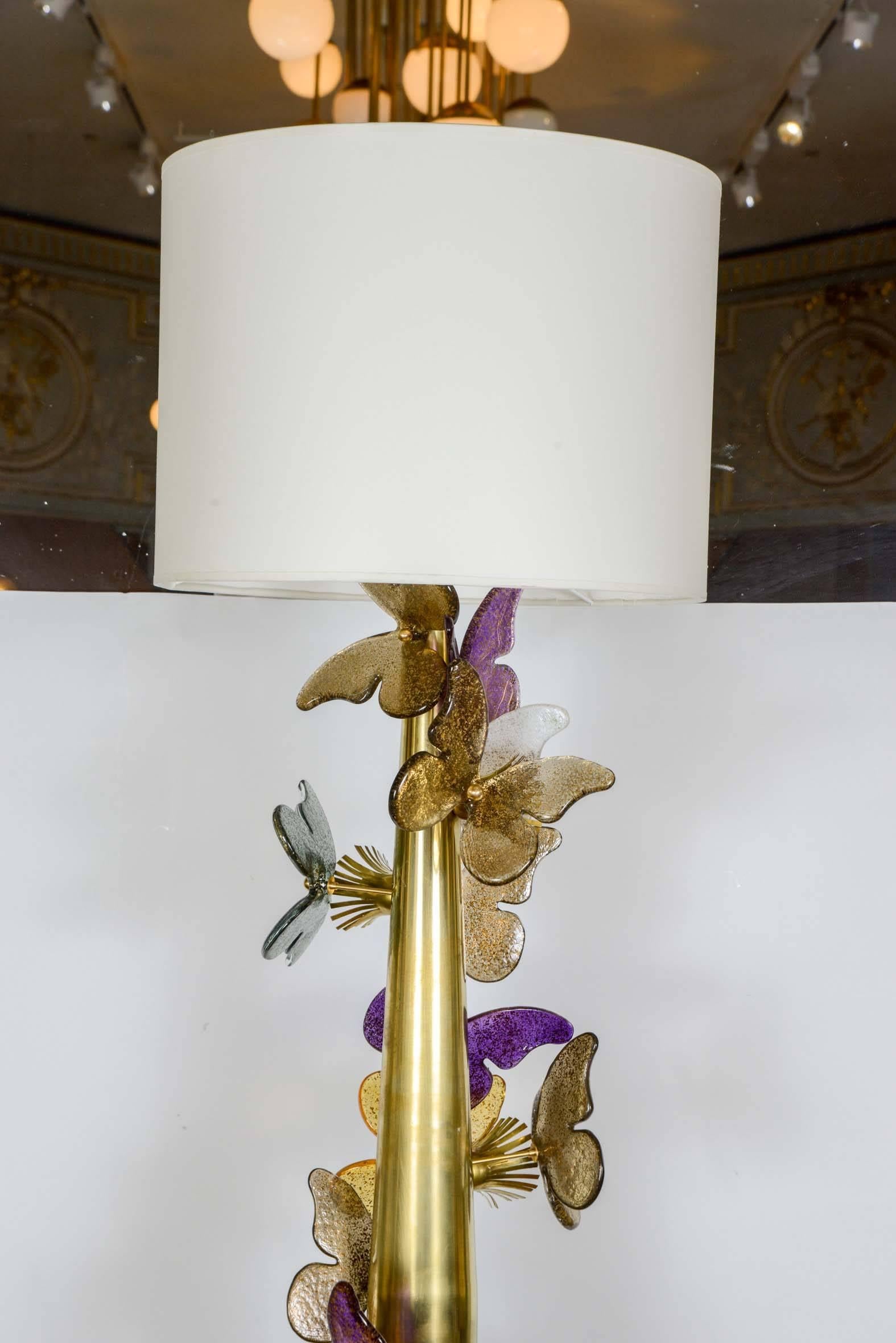 Italian Pair of Brass Floor Lamps