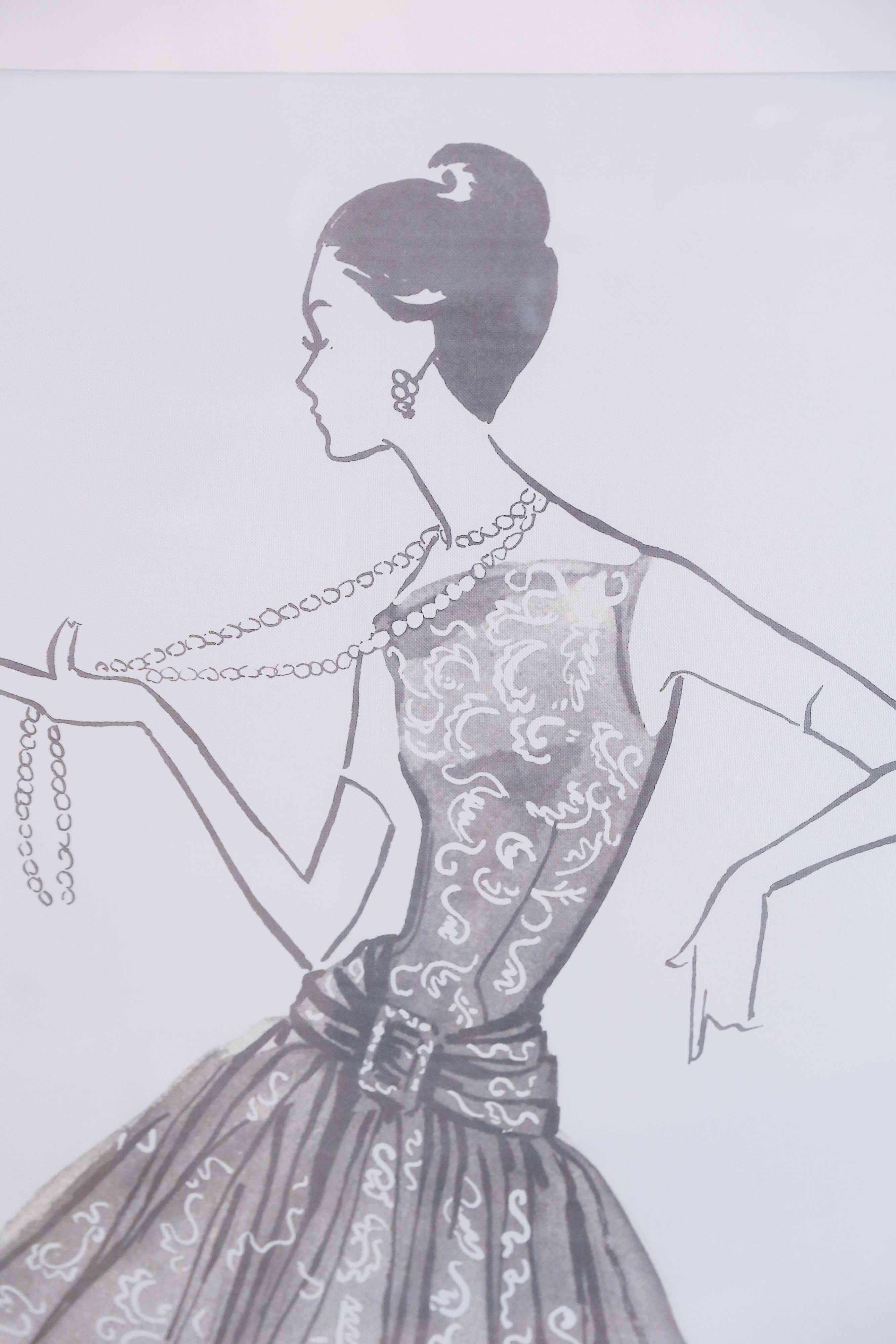 Discovered in our favorite Parisian market, this vintage poster of an oversized fashion sketch is from the French designer Renee Marciel who at one time designed for Christian Dior in Paris. Moving to Miami in the 1940s after the War, Renee Marciel