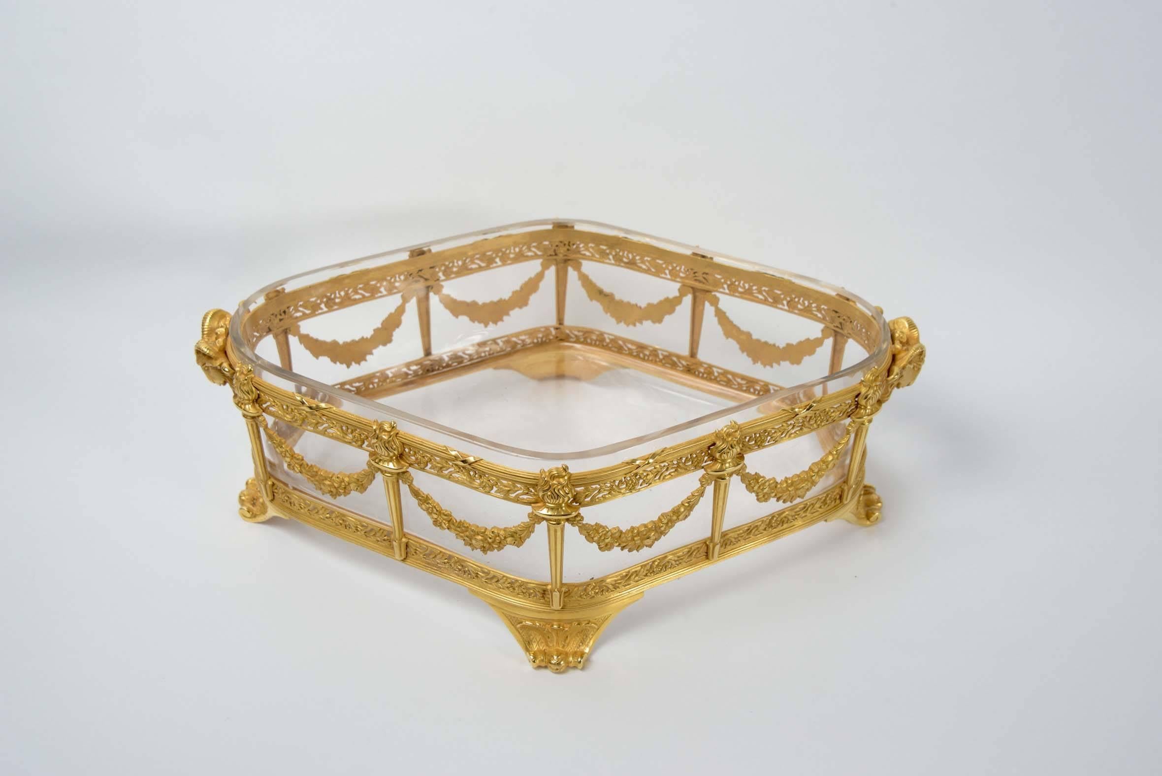 Louis XVI Baccarat Crystal and Gilded Bronze Center of Table For Sale