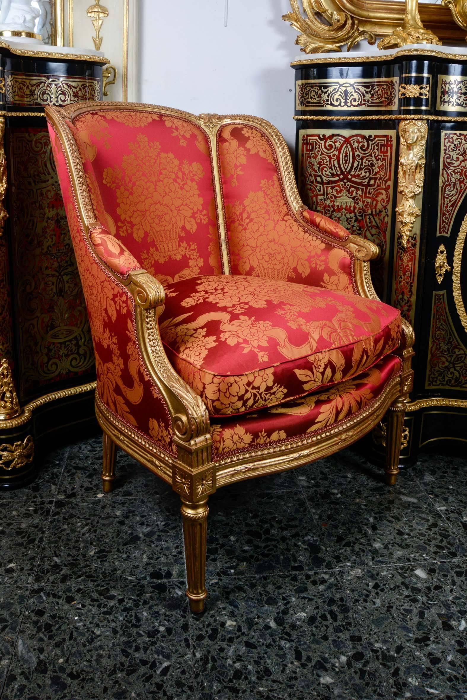 Gilt 4 Louis XVI Style Bergères For Sale