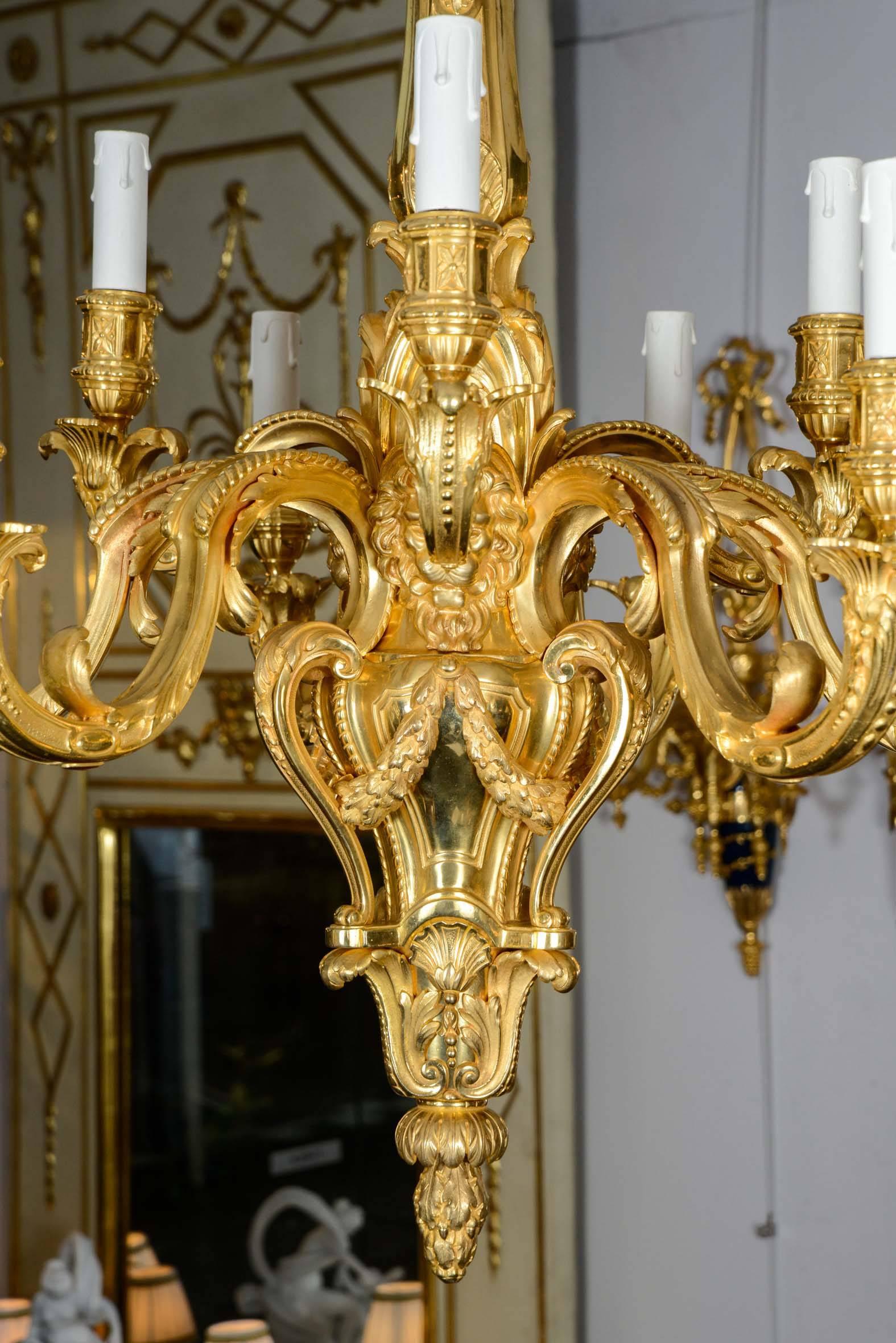 Louis XV Gorgeous Gilded Bronze Chandelier For Sale