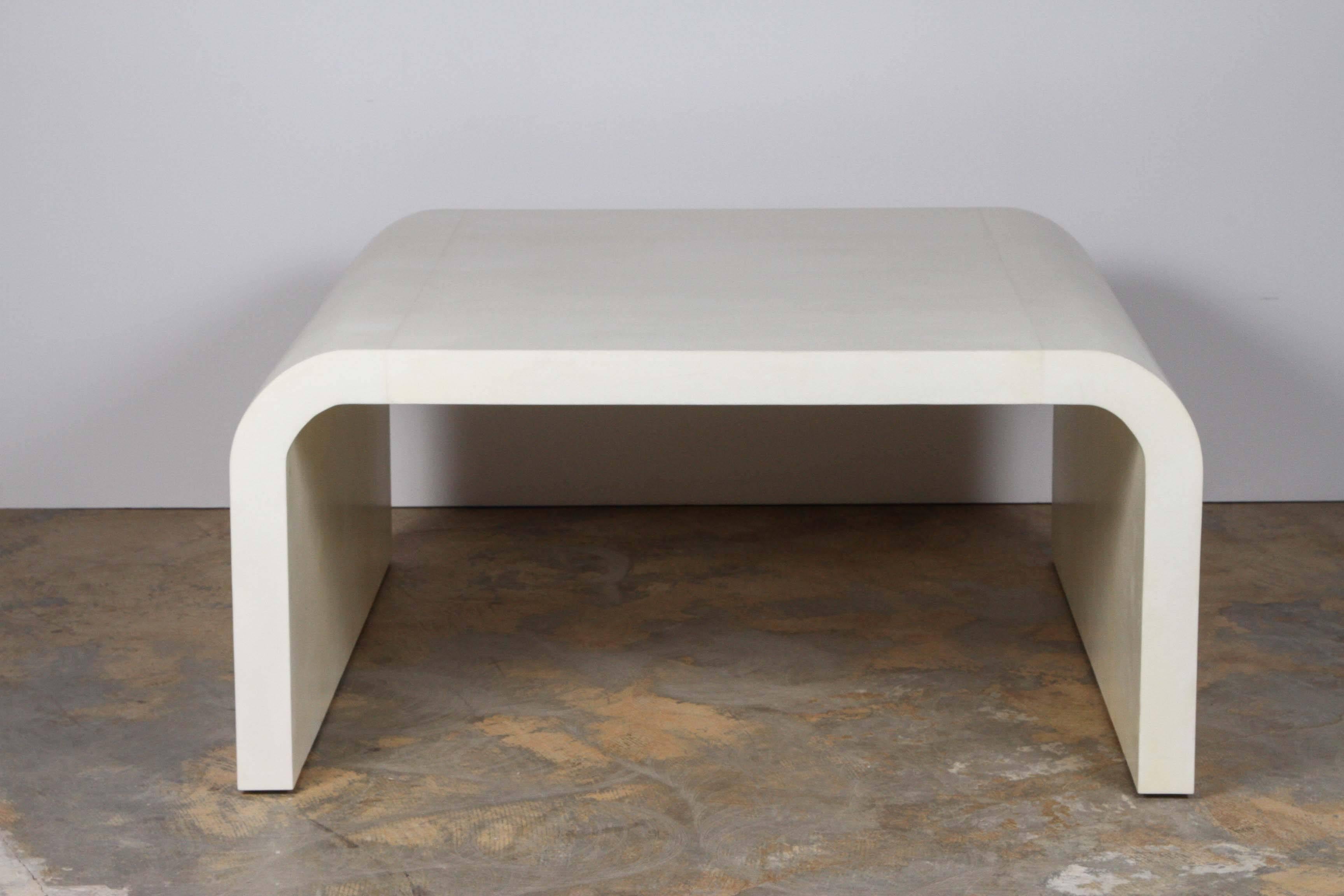 Parchment waterfall table. Two matching are available to purchase as single or pair, price quoted is per each table.