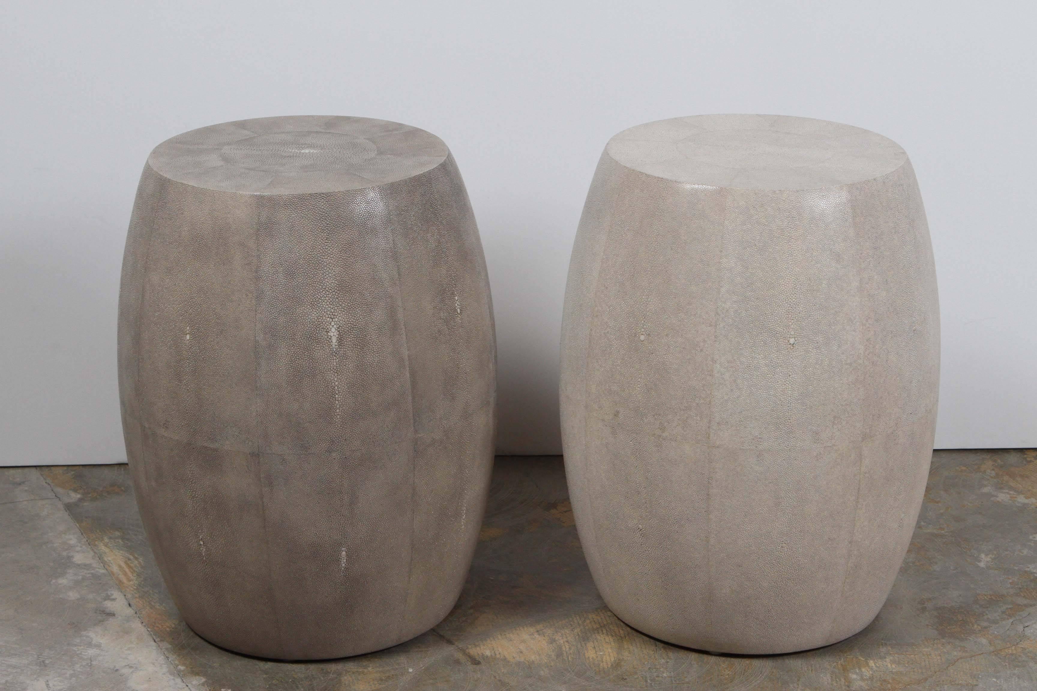 Dyed Shagreen Drum Tables
