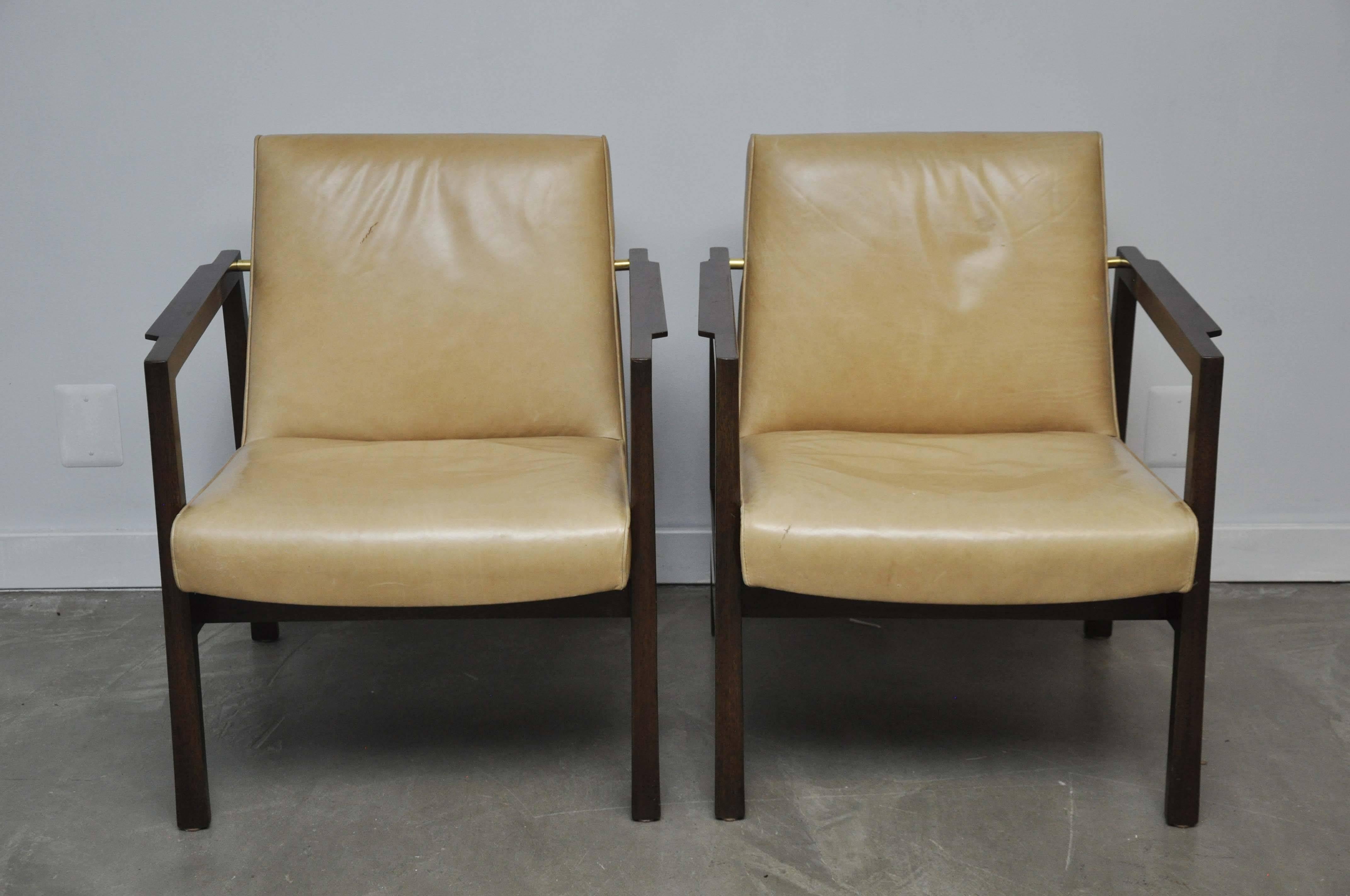 Edward Wormley Open Frame Lounge Chairs for Dunbar In Excellent Condition In Chicago, IL